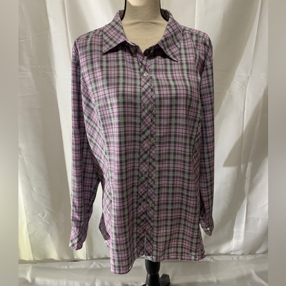 Christopher & Banks Purple Plaid Button Down Shirt
